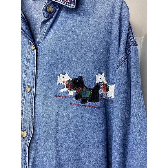 Women’s ‘Solutions Original’ Denim Button Down Dog Size Large - Picture 12 of 16